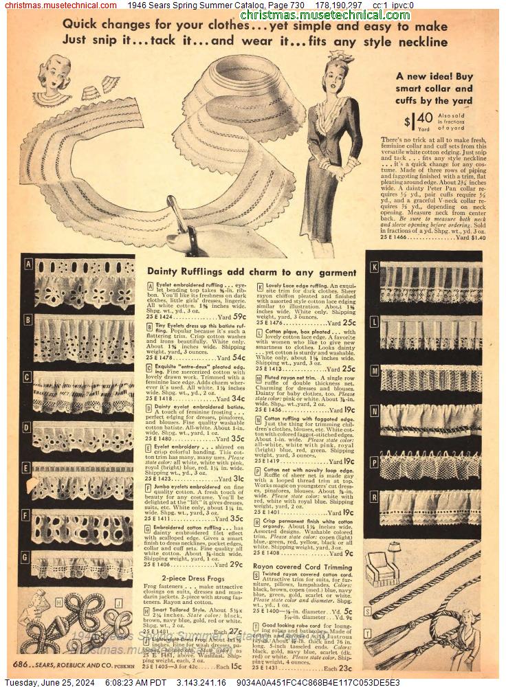 1946 Sears Spring Summer Catalog, Page 730