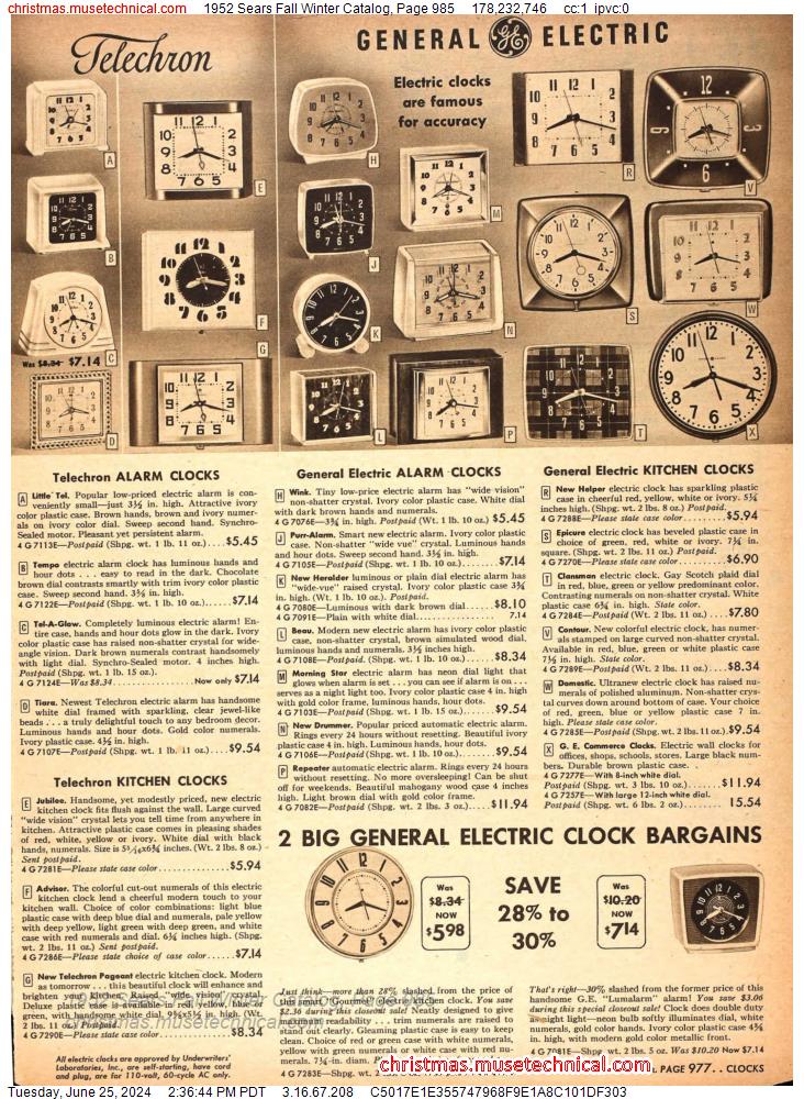 1952 Sears Fall Winter Catalog, Page 985