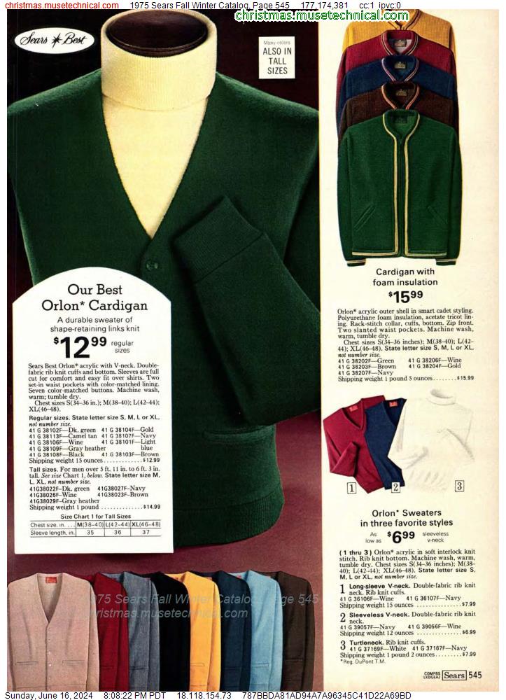 1975 Sears Fall Winter Catalog, Page 545