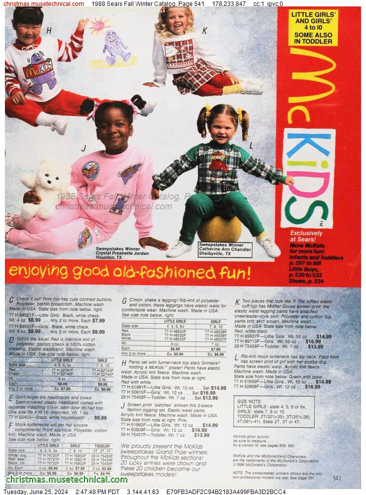 1988 Sears Fall Winter Catalog, Page 541