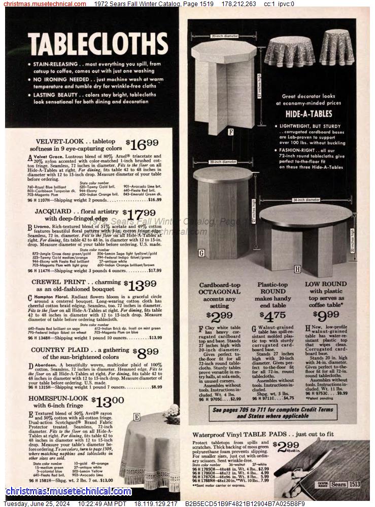 1972 Sears Fall Winter Catalog, Page 1519