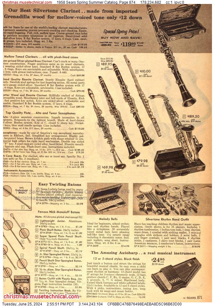 1958 Sears Spring Summer Catalog, Page 874