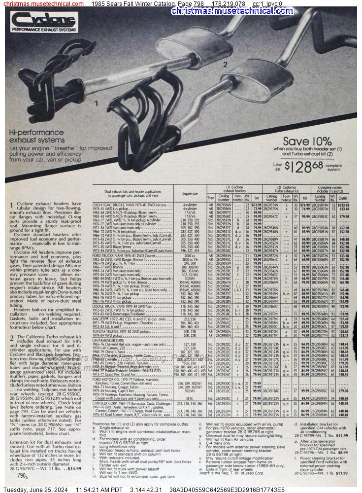 1985 Sears Fall Winter Catalog, Page 798