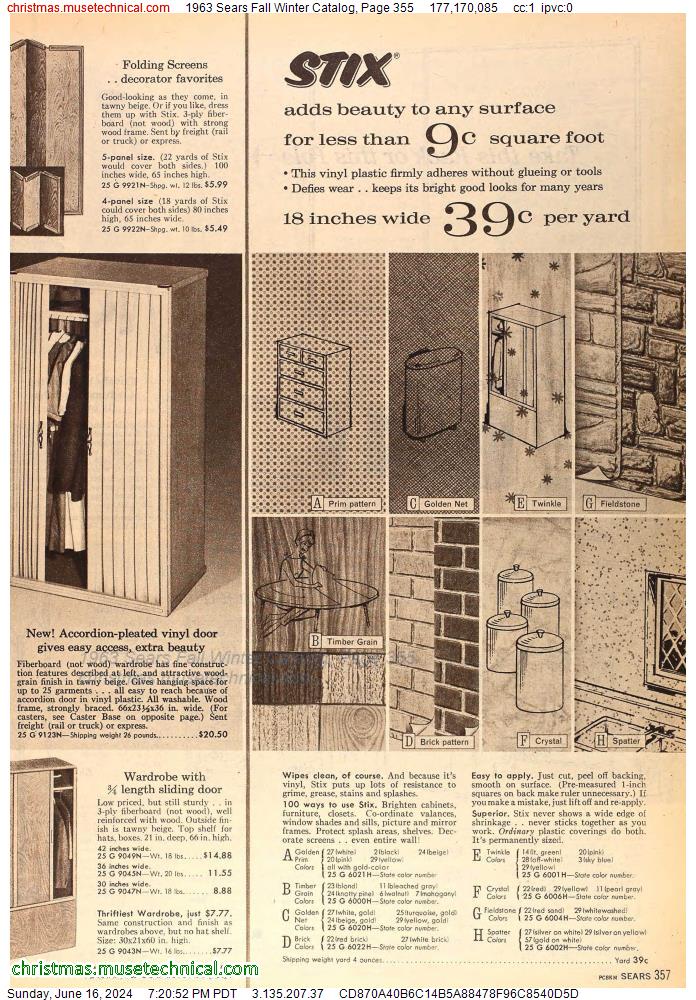 1963 Sears Fall Winter Catalog, Page 355