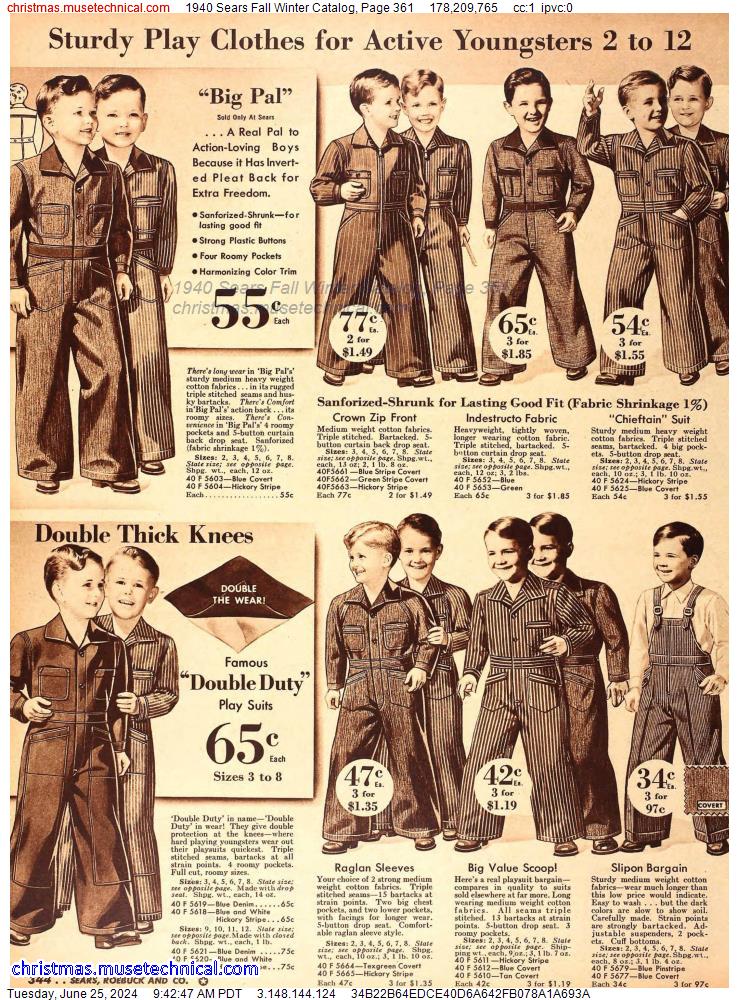 1940 Sears Fall Winter Catalog, Page 361
