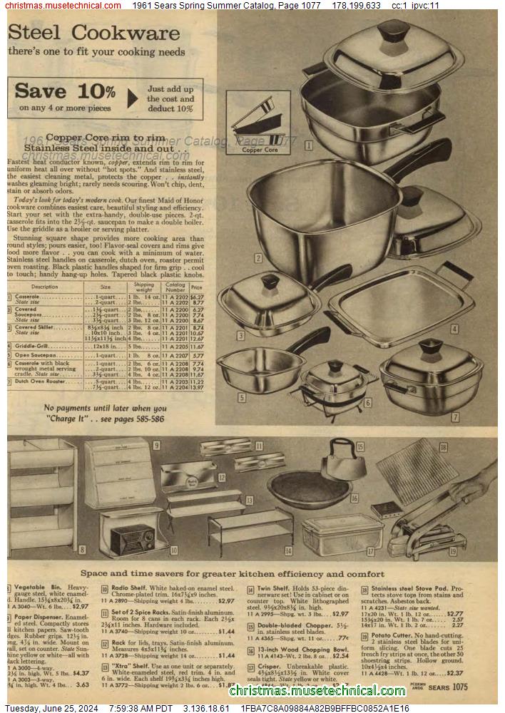 1961 Sears Spring Summer Catalog, Page 1077
