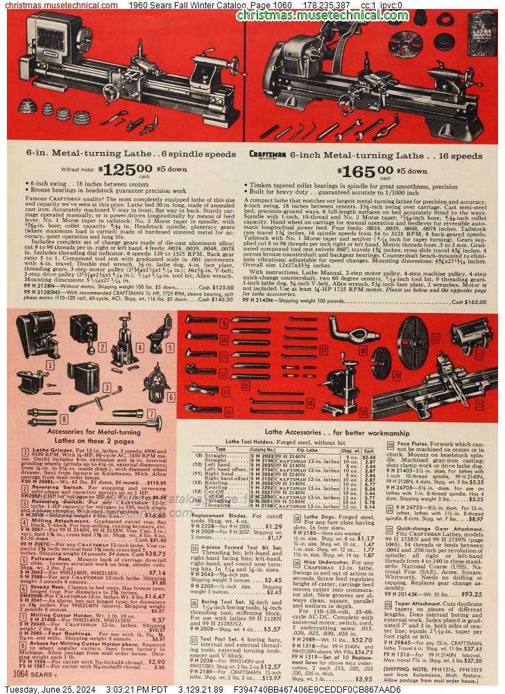 1960 Sears Fall Winter Catalog, Page 1060