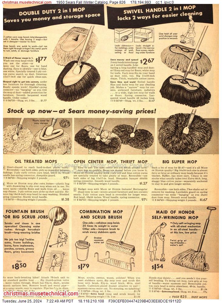 1950 Sears Fall Winter Catalog, Page 826