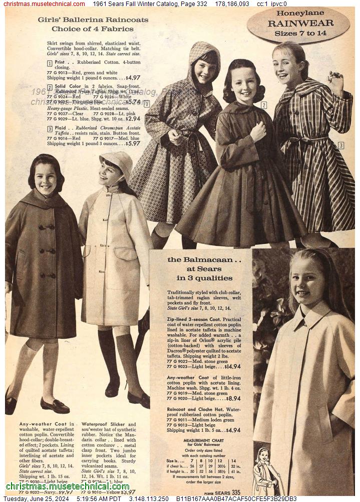 1961 Sears Fall Winter Catalog, Page 332