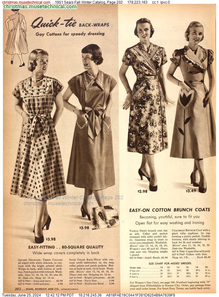 1951 Sears Fall Winter Catalog, Page 202