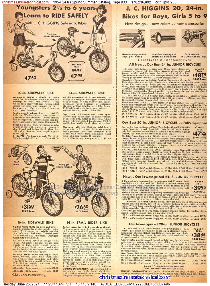 1954 Sears Spring Summer Catalog, Page 933