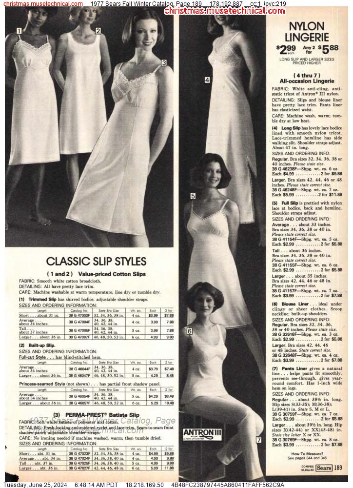 1977 Sears Fall Winter Catalog, Page 189
