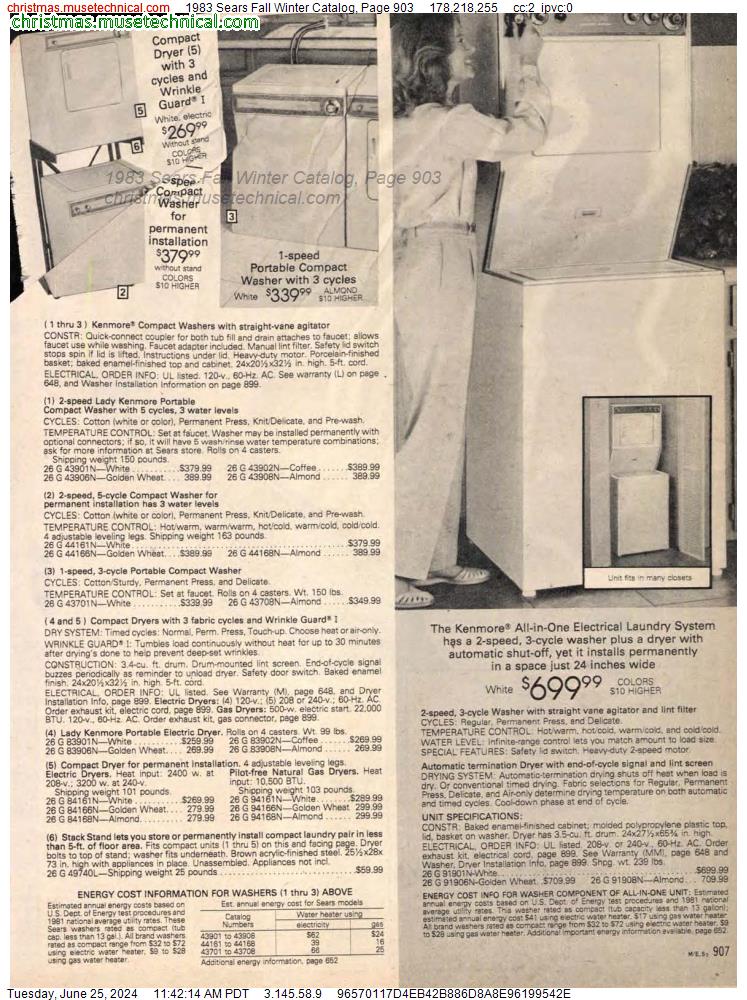 1983 Sears Fall Winter Catalog, Page 903