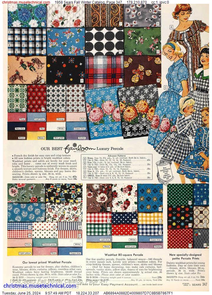 1958 Sears Fall Winter Catalog, Page 347