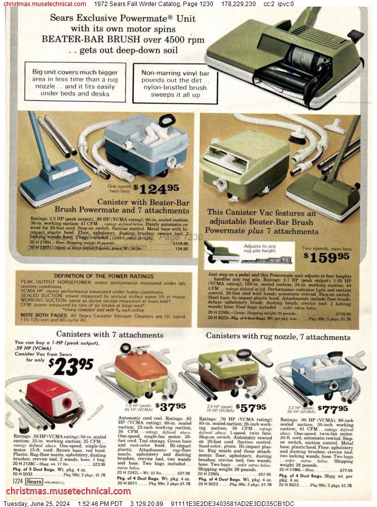 1972 Sears Fall Winter Catalog, Page 1230