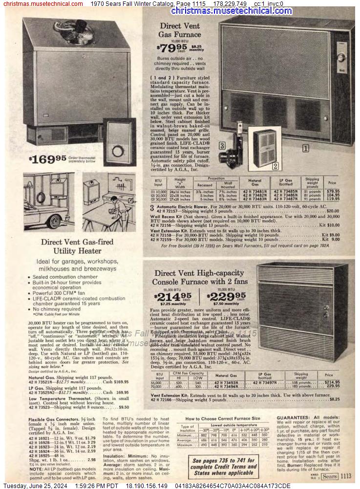 1970 Sears Fall Winter Catalog, Page 1115