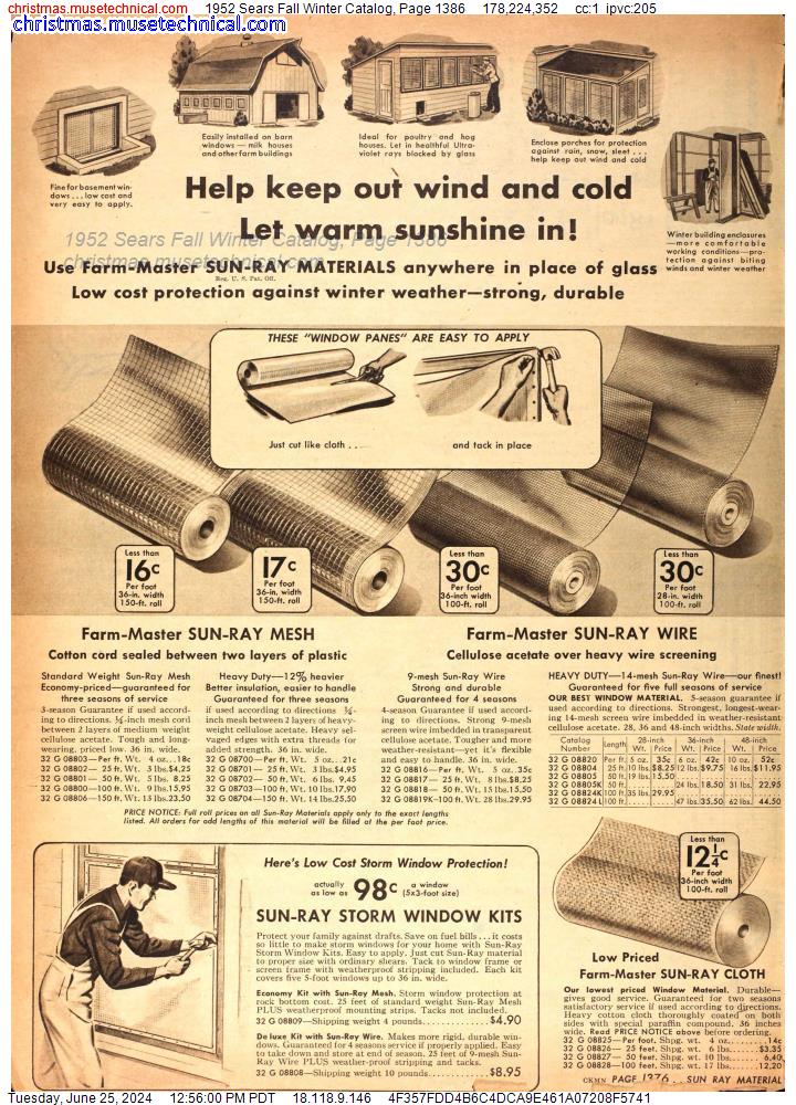 1952 Sears Fall Winter Catalog, Page 1386