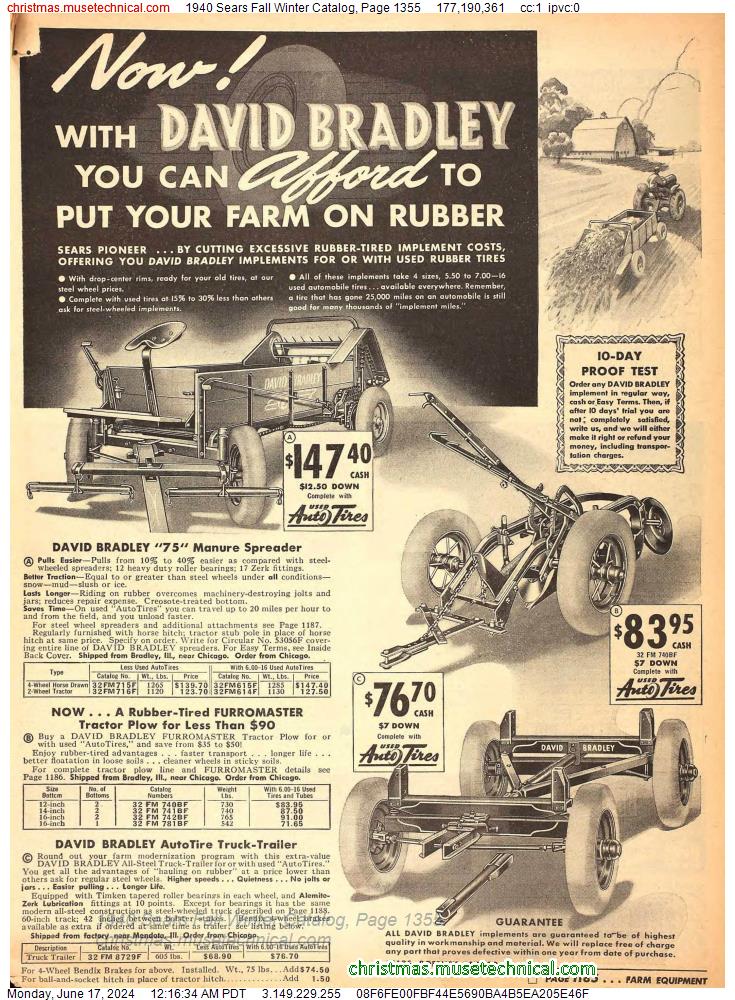 1940 Sears Fall Winter Catalog, Page 1355