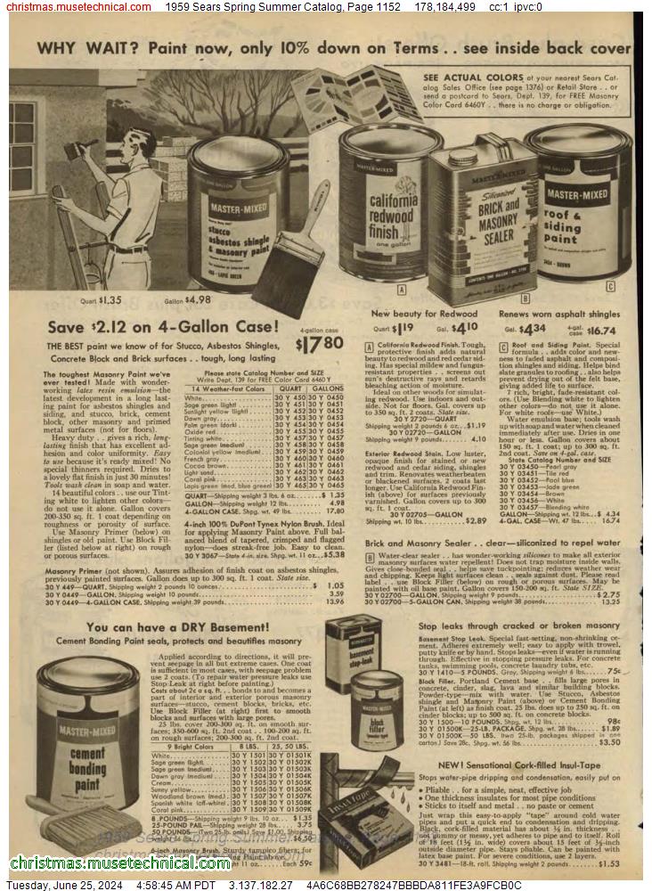 1959 Sears Spring Summer Catalog, Page 1152