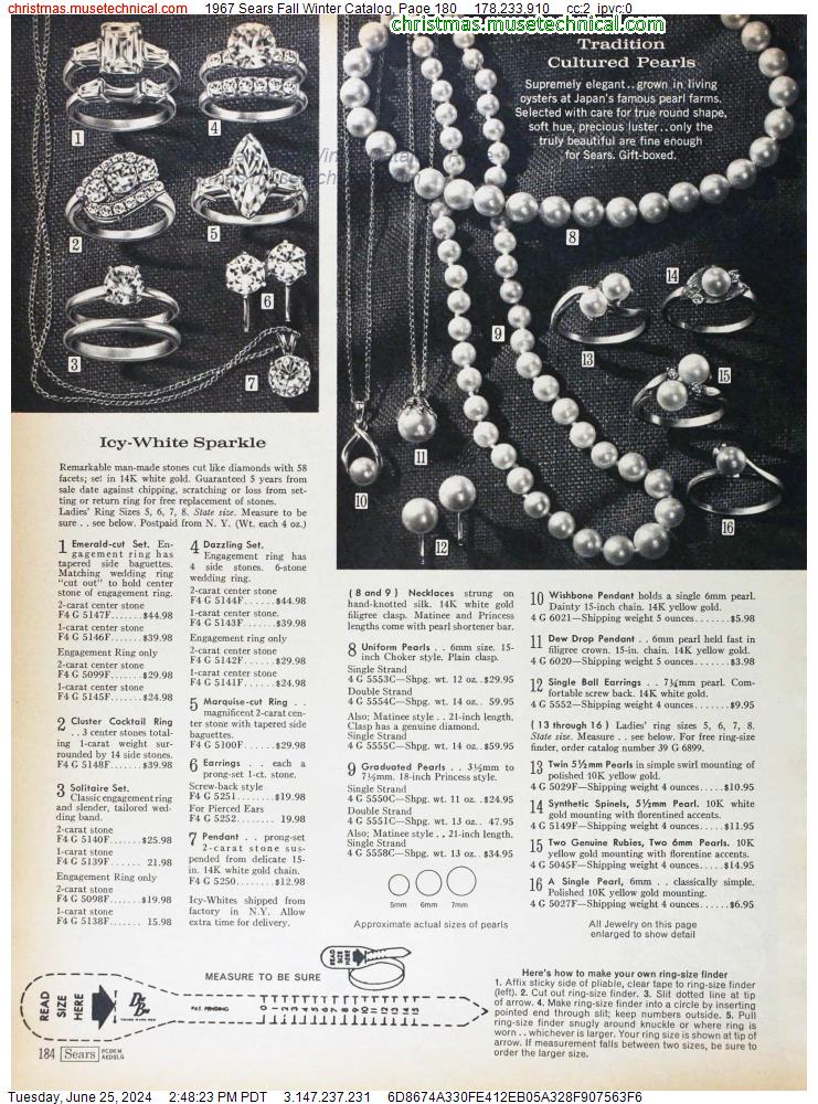 1967 Sears Fall Winter Catalog, Page 180