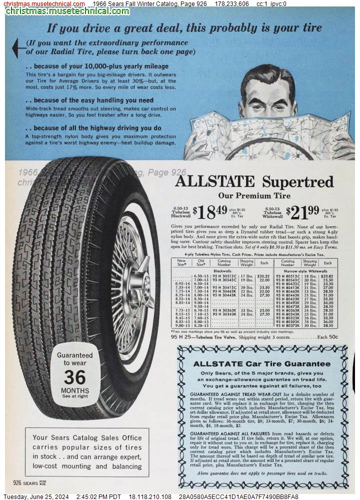 1966 Sears Fall Winter Catalog, Page 926