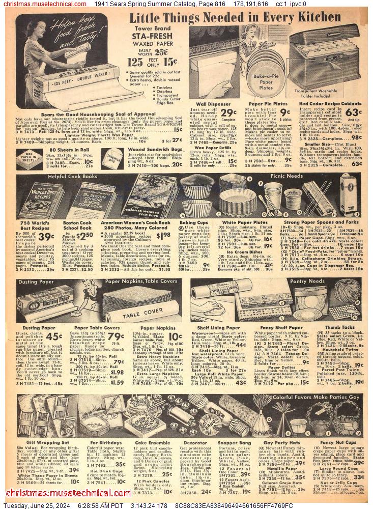 1941 Sears Spring Summer Catalog, Page 816