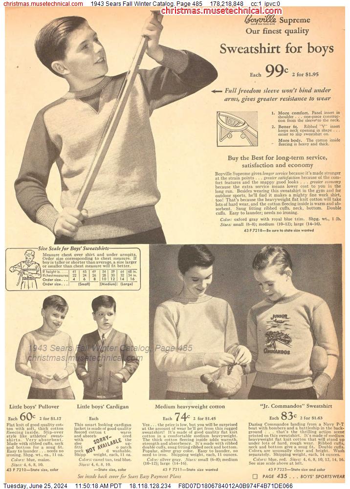 1943 Sears Fall Winter Catalog, Page 485