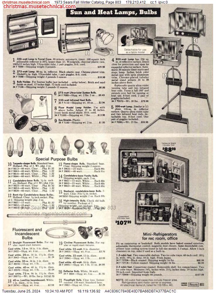 1973 Sears Fall Winter Catalog, Page 803