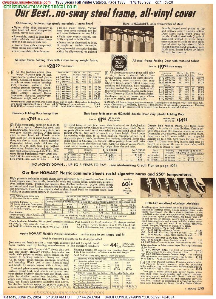 1958 Sears Fall Winter Catalog, Page 1383