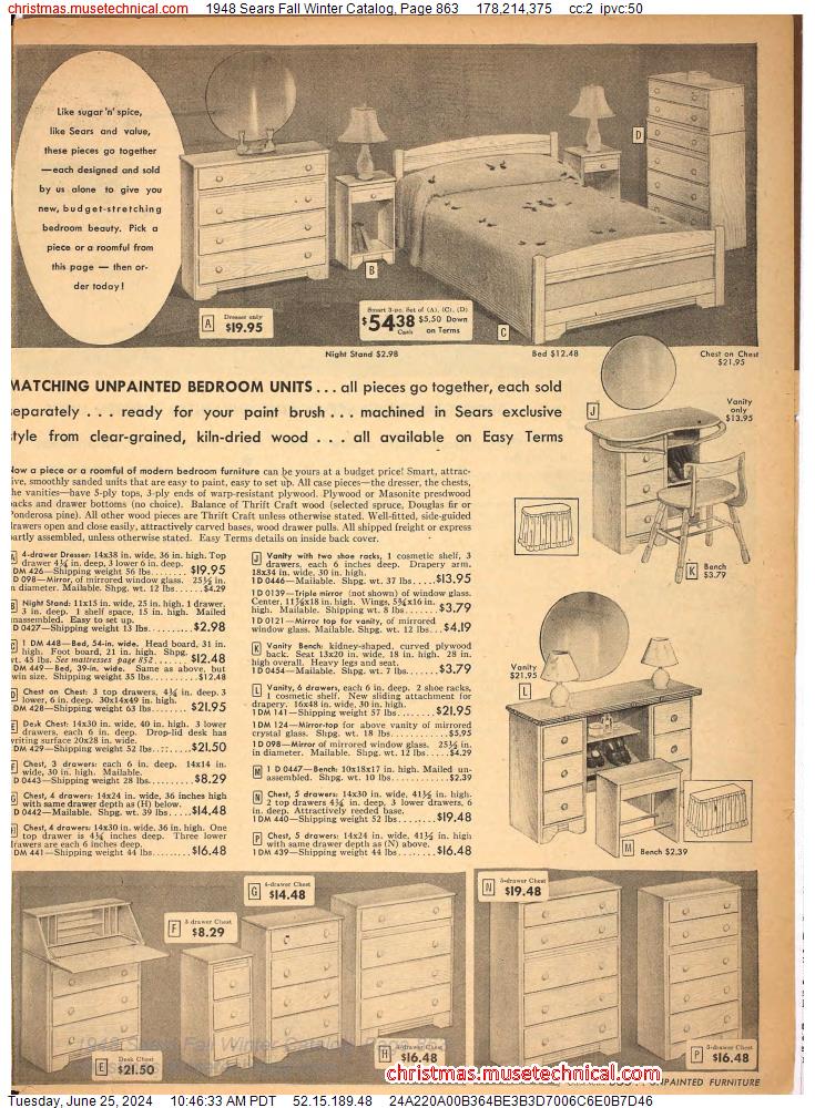 1948 Sears Fall Winter Catalog, Page 863