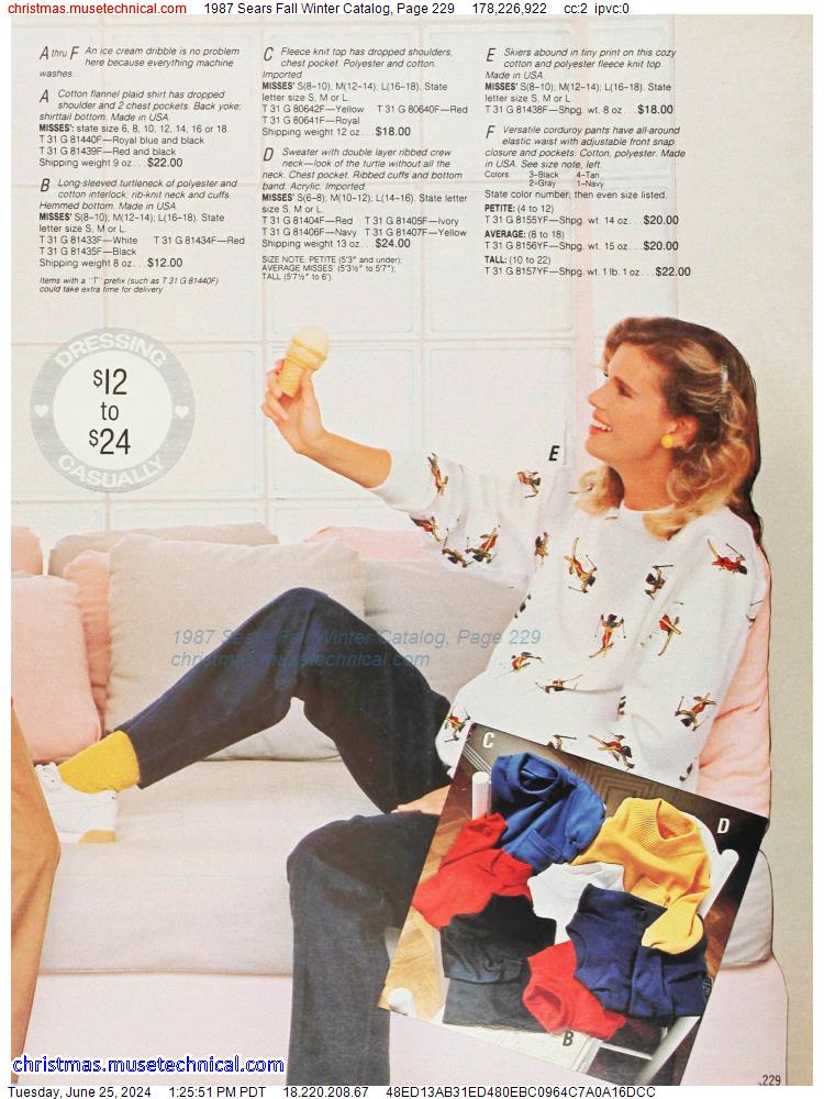 1987 Sears Fall Winter Catalog, Page 229