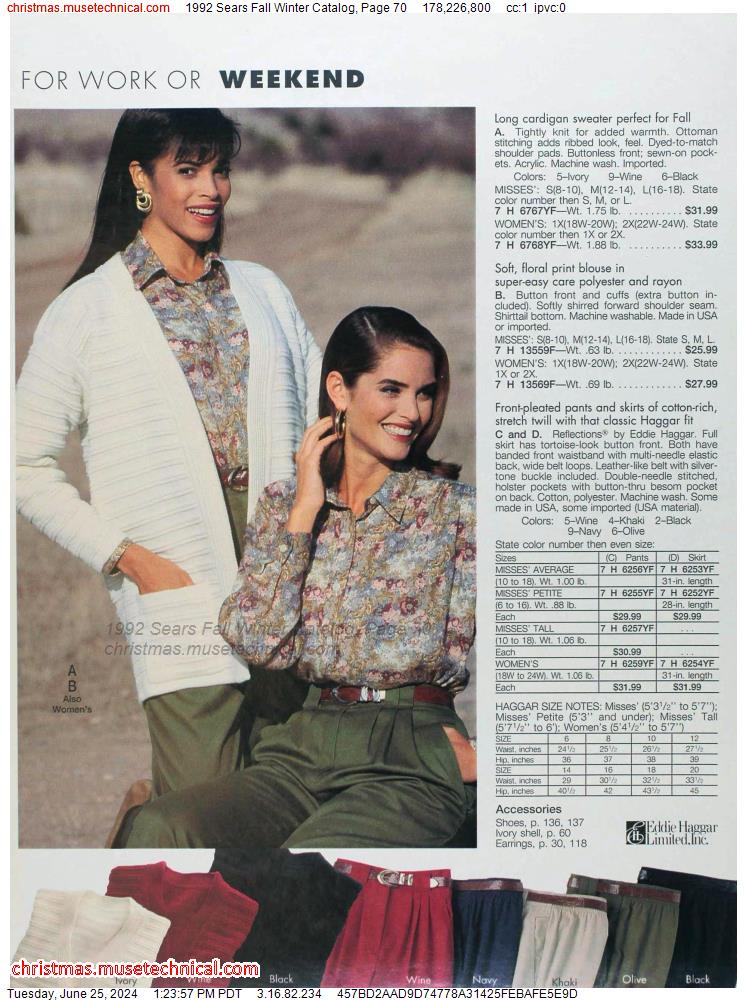 1992 Sears Fall Winter Catalog, Page 70