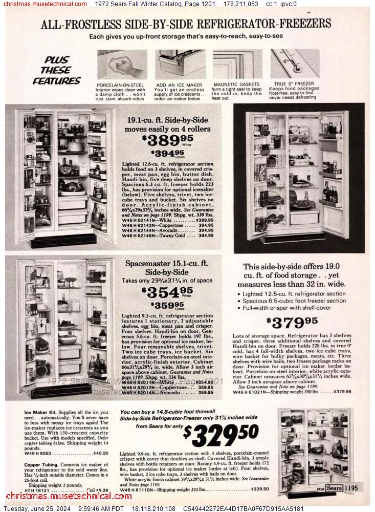 1972 Sears Fall Winter Catalog, Page 1201