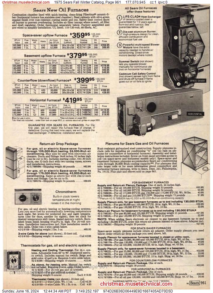 1975 Sears Fall Winter Catalog, Page 961