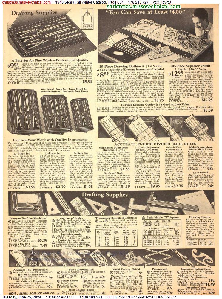 1940 Sears Fall Winter Catalog, Page 634
