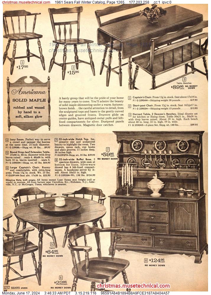 1961 Sears Fall Winter Catalog, Page 1265