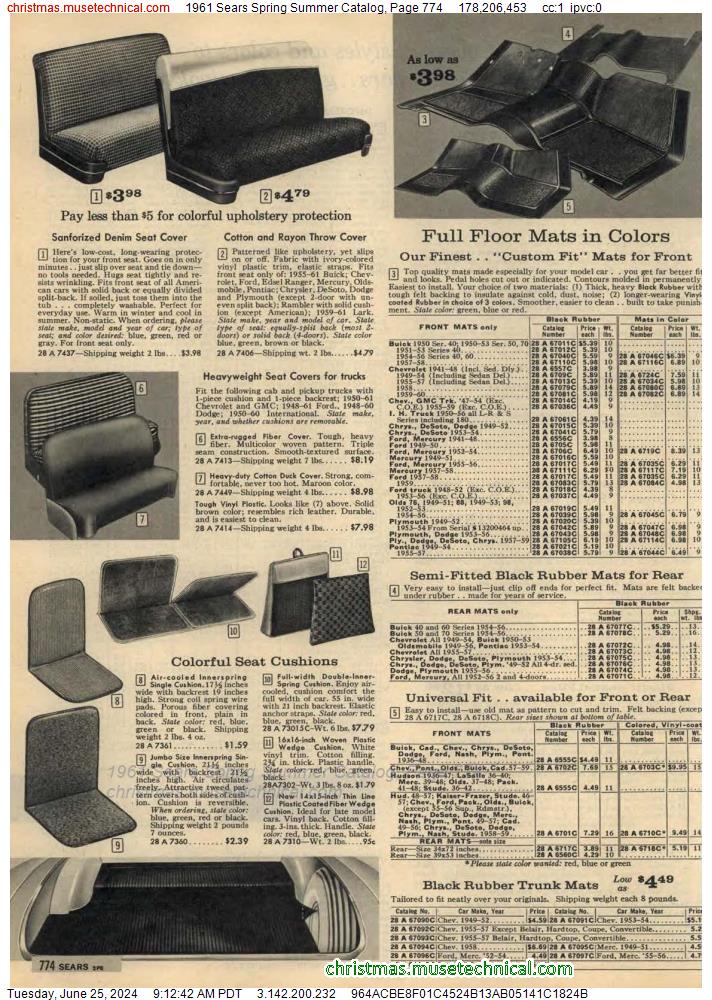 1961 Sears Spring Summer Catalog, Page 774