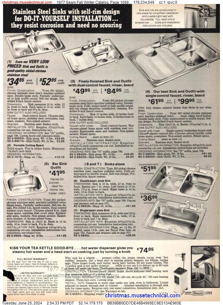 1977 Sears Fall Winter Catalog, Page 1099