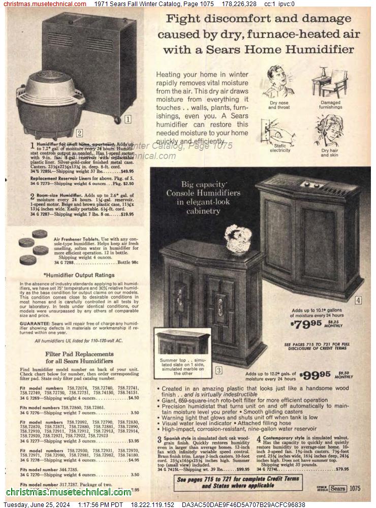 1971 Sears Fall Winter Catalog, Page 1075