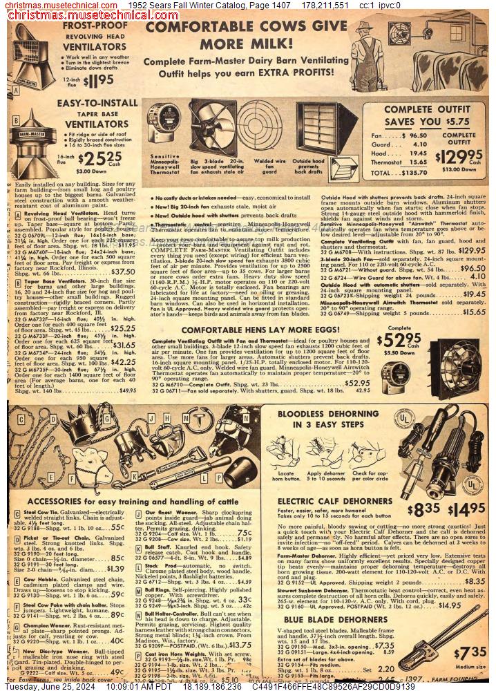 1952 Sears Fall Winter Catalog, Page 1407