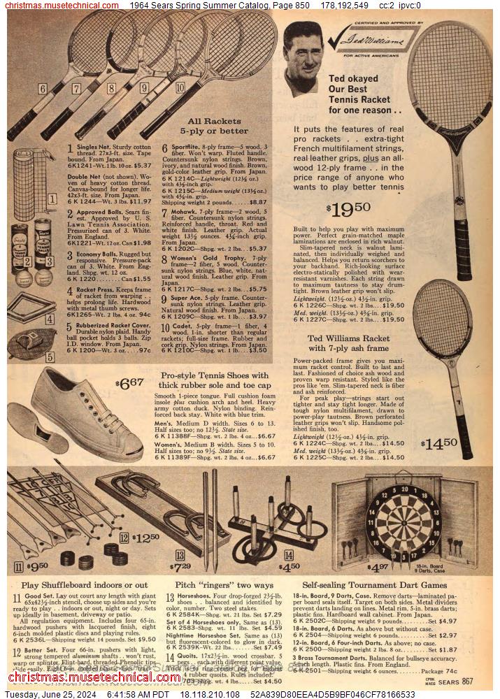 1964 Sears Spring Summer Catalog, Page 850