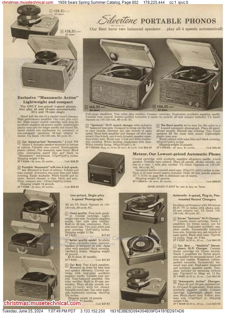 1959 Sears Spring Summer Catalog, Page 852