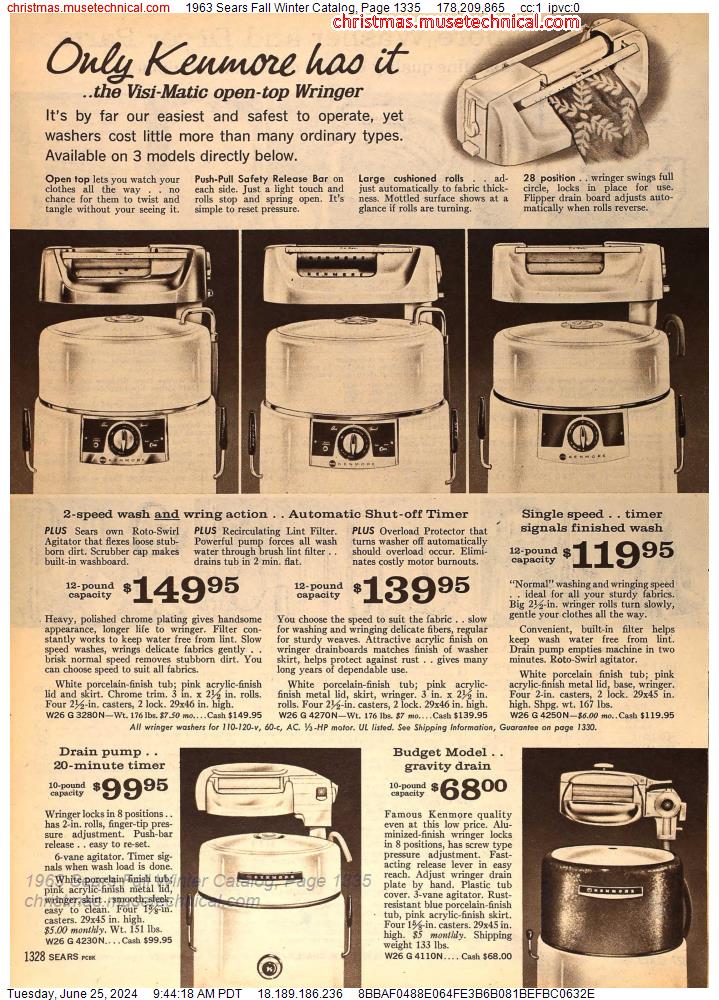 1963 Sears Fall Winter Catalog, Page 1335