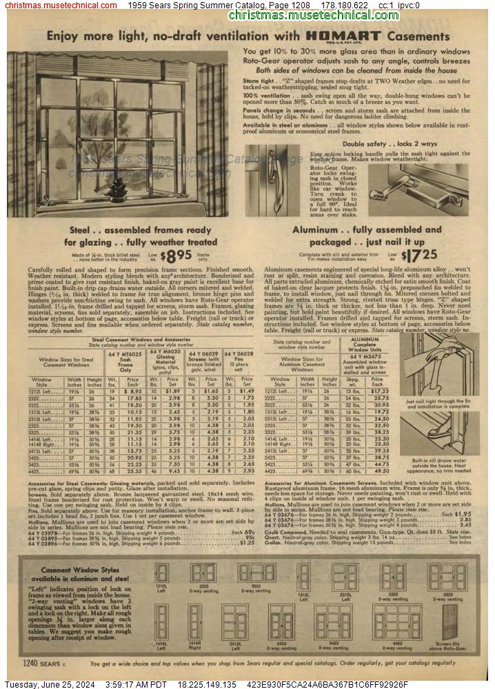 1959 Sears Spring Summer Catalog, Page 1208