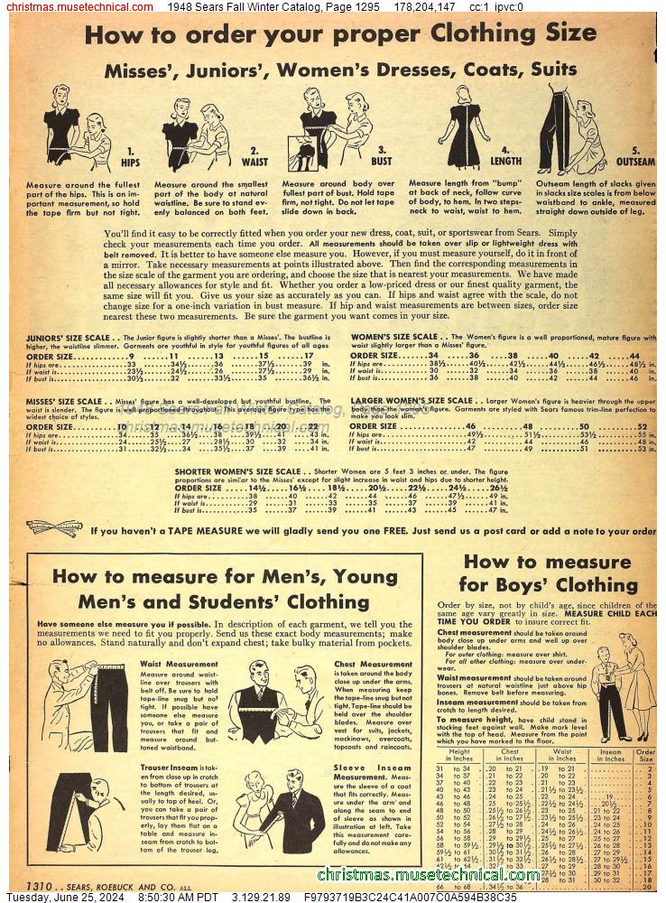 1948 Sears Fall Winter Catalog, Page 1295