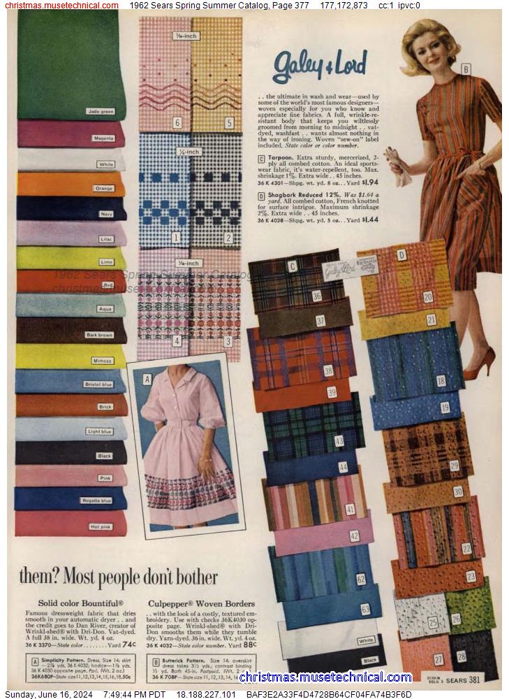 1962 Sears Spring Summer Catalog, Page 377