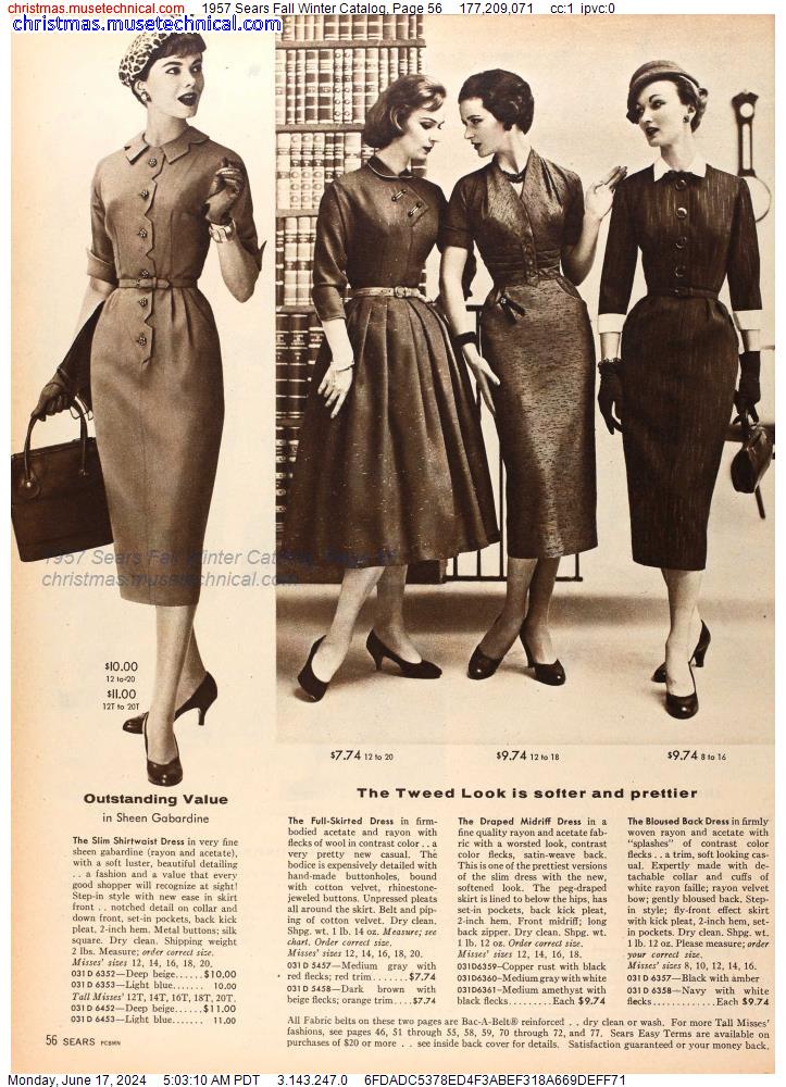 1957 Sears Fall Winter Catalog, Page 56