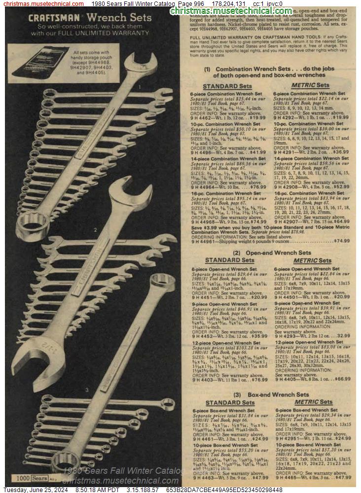 1980 Sears Fall Winter Catalog, Page 996