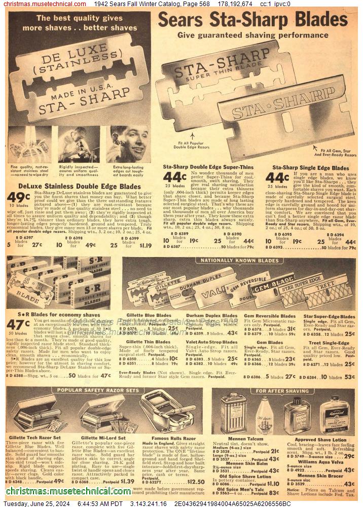 1942 Sears Fall Winter Catalog, Page 568