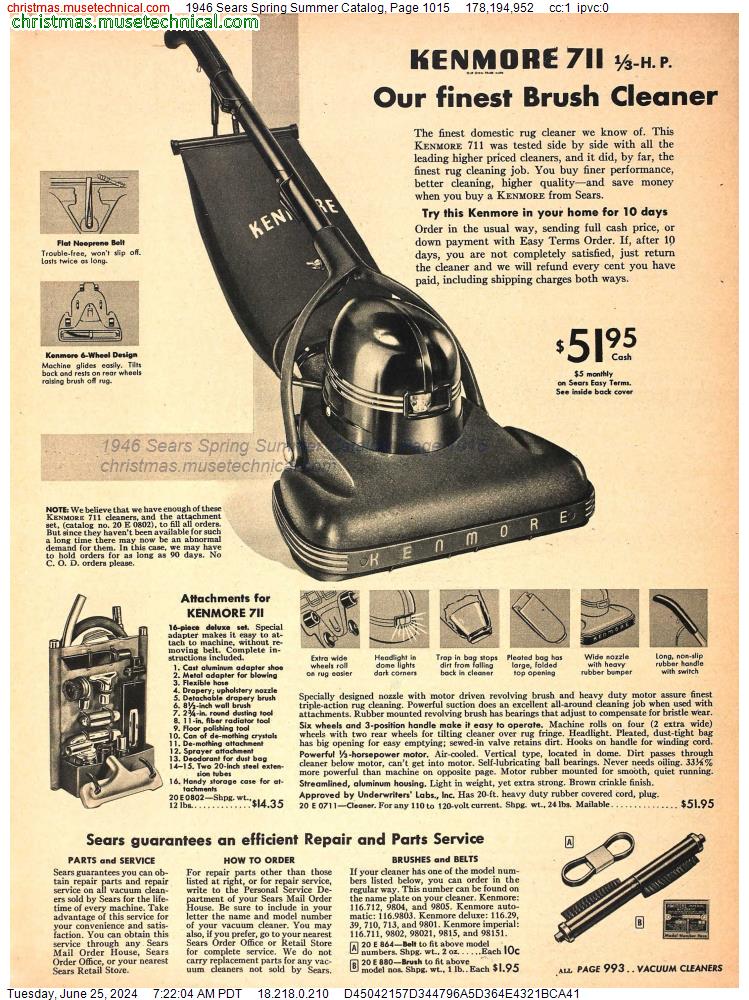 1946 Sears Spring Summer Catalog, Page 1015